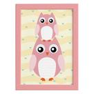 Quadro Infantil Coruja Baby Moldura Rosa 22x32cm