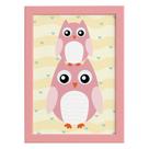 Quadro Infantil Coruja Baby Moldura Rosa 22x32cm