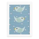 Quadro Infantil Coruja Baby Passarinhos Moldura Branca 22x32