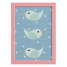 Quadro Infantil Coruja Baby Passarinhos Moldura Rosa 22x32cm