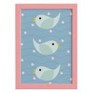 Quadro Infantil Coruja Baby Passarinhos Moldura Rosa 22x32cm