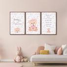 Quadro Infantil Decorativo Sonhe Alto Princesa com 3 Telas de Parede para Quarto Sala Brinquedoteca Tabaco