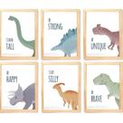 Quadro Infantil Dinossauro 6 Un A4 Vidro E Pendurador
