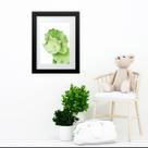 Quadro Infantil Dinossauro Verde Aquarela - 60x48cm Quadro Infantil Dinossauro Verde Aquarela - 60x48cm