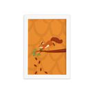 Quadro Infantil Esquilo na Árvore Moldura Branca 22x32cm