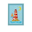 Quadro Infantil Farol do Mar Moldura Azul 22x32cm