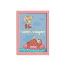 Quadro Infantil Frase Vamos devagar Moldura Rosa 22x32cm