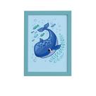 Quadro Infantil Fundo do Mar Baleia Moldura Azul 22x32cm