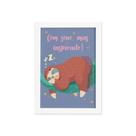 Quadro Infantil Preguiça Frase Sono Moldura Branca 22x32cm Quadro Infantil Preguiça Frase Sono Moldura Branca 22x32cm