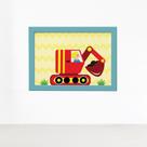 Quadro Infantil Quarto Menino Tratorzinho 22x32 Moldura Azul