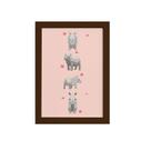 Quadro Infantil Rinoceronte Quarteto Moldura Marrom 33x43cm