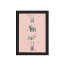 Quadro Infantil Rinoceronte Quarteto Moldura Preta 33x43cm