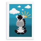 Quadro Infantil Safari Zebra para Quarto Moldura Branca 22x32