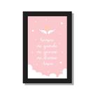 Quadro infantil Sempre me guarde me governe asas céu rosa