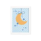 Quadro Infantil Ursinho Príncipe Lua Moldura Branca 33x43cm