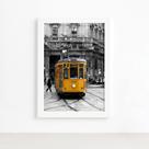 Quadro Itália Bonde Amarelo Moldura Branca 22x32cm