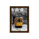 Quadro Itália Bonde Amarelo Moldura Marrom 33x43cm