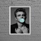 Quadro James Dean Bubble Gum 24x18cm - com vidro Quadro James Dean Bubble Gum 24x18cm - com vidro