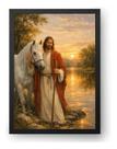 Quadro Jesus Com Cavalo No Lago 50x70cm Quadro Jesus Com Cavalo No Lago 50x70cm