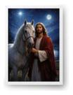 Quadro Jesus Com Cavalo Noite Estrelada 15x21cm