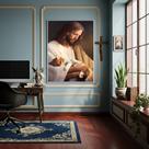 Quadro Jesus Cristo Protetor dos Animais - 70x50cm Quadro Jesus Cristo Protetor dos Animais - 70x50cm