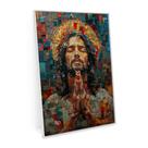 Quadro Jesus Em Ladrilhos Religioso Para Sala 90x60 Cm Vidro - Bimper Quadros