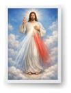 Quadro Jesus Misericordioso Fundo Azul Celestial 15x21cm