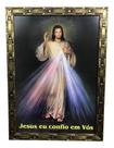 Quadro Jesus Misericordioso Grande Com Moldura Cor Preto Cor Da Armação Palha Fornecedor 22 Ref. 5