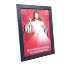 Quadro Jesus Misericordioso Moldura Preta Simples