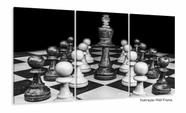 Quadro Jogo de Xadrez O Rei Arte Preto e Branco Mosaico 120x60 3 peças Quadro Jogo de Xadrez O Rei Arte Preto e Branco Mosaico 120x60 3 peças