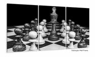 Quadro Jogo De Xadrez O Rei Arte Preto E Branco Mosaico 125x60 Quadro Jogo De Xadrez O Rei Arte Preto E Branco Mosaico 125x60