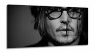 Quadro Johnny Depp Decorativo Preto E Branco em Tecido Canvas 130x60