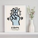 Quadro Keith Haring Crossed Fingers - Azul 24x18cm Quadro Keith Haring Crossed Fingers - Azul 24x18cm