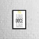 Quadro Lar Doce Lar Preto e Amarelo 33x24cm - com vidro