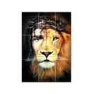 Quadro Leão de Judá e Jesus Mosaico 9 partes