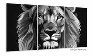 Quadro leão de Juda Preto e branco 3 peças 120x60