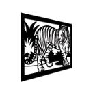 Quadro Leao Em Alto Relevo Mdf Branco Paisagem 32X43