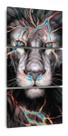Quadro Leão Raios Moderno Em Arte Mosaico 3 Peças Vertical Quadro Leão Raios Moderno Em Arte Mosaico 3 Peças Vertical