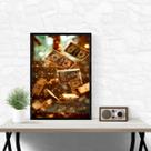 Quadro Lei Da Atração - Chuva Dólares 45x34cm - com vidro
