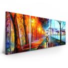 Quadro Leonid Afremov 120x60 Casal Chuva 3 Telas Sala Quarto