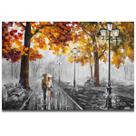 Quadro Leonid Afremov Casal Arvore amarela 60x40 Sala Quarto