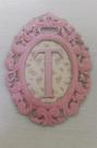Quadro Letra T em Mdf Rosa