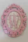 Quadro Letra W em Mdf Rosa