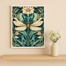 Quadro Libélula Art Deco Nouveau 45x34cm Mold Preta Vidro