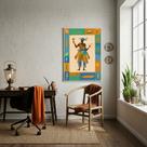 Quadro Logunedé - Orixá da Riqueza e da Fartura - 70x50cm Cor:Moldura Preta
