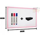 Quadro Lousa Branco UV Soft Colors 80X60 Moldura Rosa Stalo