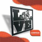 Quadro Love Dog Buldogue 38x35 Cm Preto Lixa