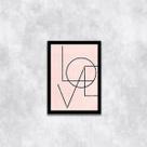 Quadro Love - Fundo Rosê 45x34cm - com vidro