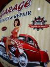 Quadro Luminoso Decorativo Garage Service Retrô Vintage Pin Up p/ Bar Boteco Churrasqueira Garagem