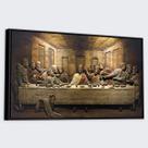 Quadro Luxo em tecido canvas com Moldura Santa Ceia com Jesus 93cm